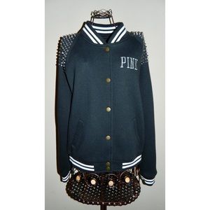 HP🎉PINK Victoria Secret Varsity Jacket with Studs